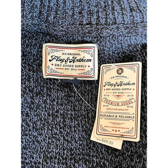 Flag & Anthem Button Mock Neck Sweater in Navy Heather Size Large - Picture 9 of 12